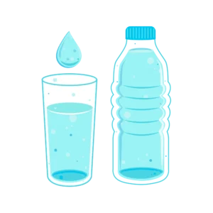 Immagine con bicchiere e bottiglia d'acqua